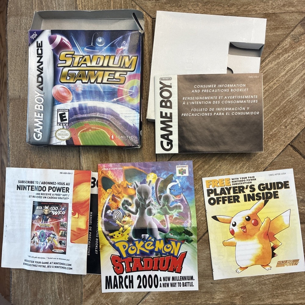 Pokemon Stadium N64 Red Blue Yellow Gameboy Insert March 2000 Poster + Guide!!!